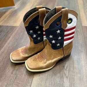 Kids JB Dillon American flag cowboy boots leather 13 1/2